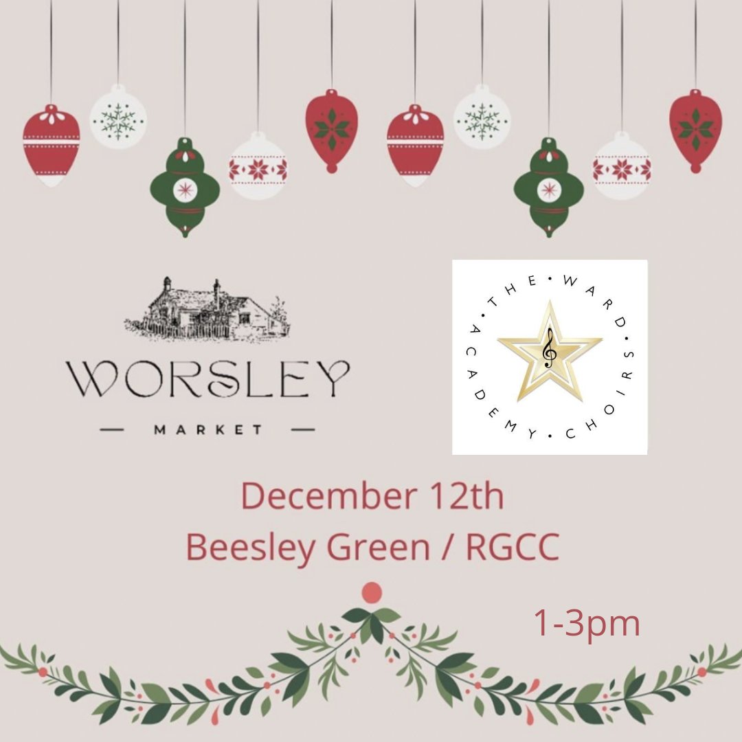 TWAChoirs's tweet photo. Our #Worsley choir has another performance in the Christmas bag 🛍️

This year we will be performing at #worsleymarket on Sunday 12th December between 1-3pm. 

What a lovely FESTIVE treat this will be to visit the market stalls and listen to our choir sing 🎶

Falalalalalalalala🎄 https://t.co/T2wRchlDQI