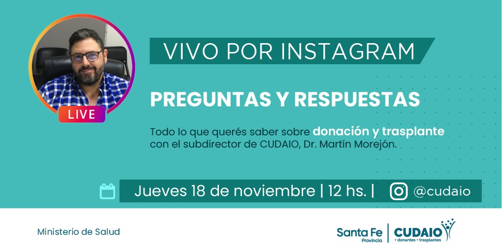 ʜᴀʙʟᴀᴍᴏs sᴏʙʀᴇ ᴅᴏɴᴀᴄɪᴏ́ɴ ʏ ᴛʀᴀsᴘʟᴀɴᴛᴇ ᴅᴇ ᴏ́ʀɢᴀɴᴏs
/ 🎥 Salimos en vivo por Instagram, 🗓 este miércoles a las 12 hs.
👉 instagram.com/cudaio/
Junto al 👨‍⚕ doctor Martín Morejón, subdirector de CUDAIO
#DonarHaceBien