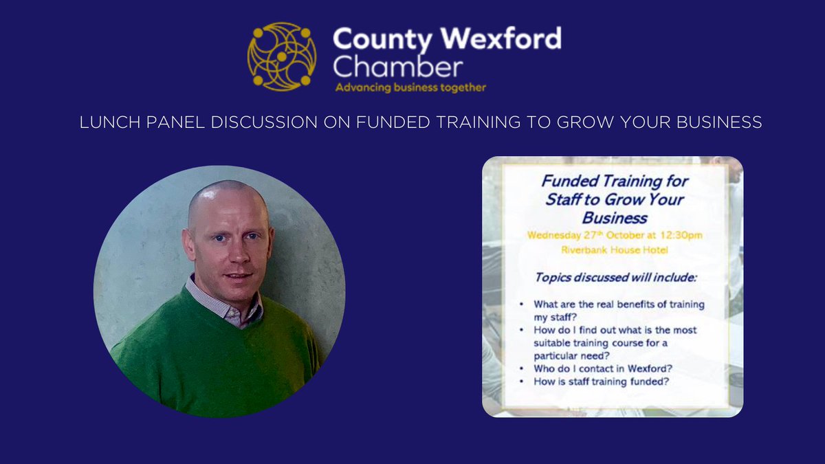 setulll's tweet photo. Our Lifelong Learning Manager @Eoin1979 is a panelist in today's @CoWexChamber @WexChamSkillnet discussion on Funded Training to Grow Your Business and the importance of investing in team training. #LiveLearnLead #ParttimeEducation #Training #LivelongLearning #teamdevelopment https://t.co/wM4ZtF8c5t