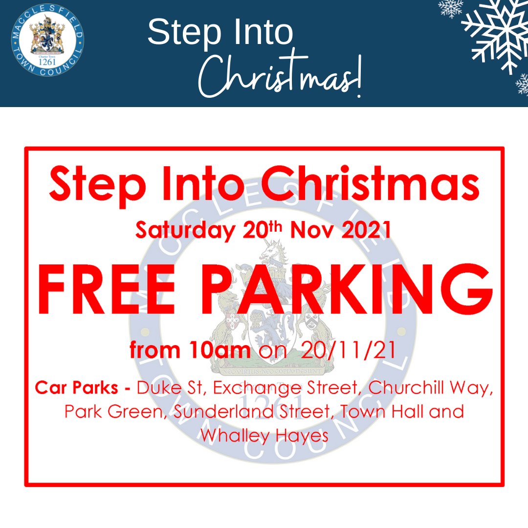 MacclesfieldTC's tweet image. Did someone say FREE parking for MTC Step Into Christmas event? 11-5pm in the Market Place; live music, street entertainment and more! Don&apos;t forget to support your local shops at the same time. 
#MacclesfieldBetterTogether #StepIntoChristmas #SupportLocalMacc #Macclesfield