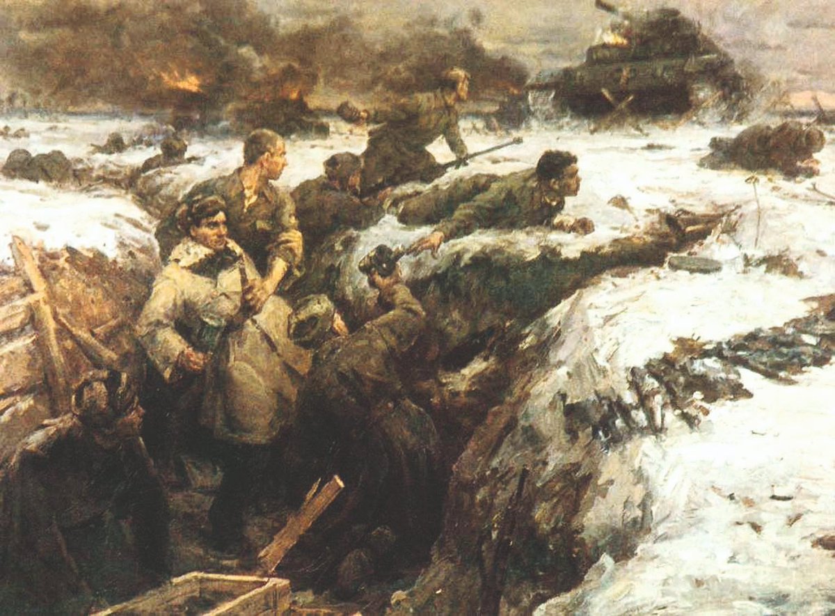 RusEmbSriLanka's tweet photo. 🗓On November 16, 1941, the 28 guardsmen of the #Panfilov Division accomplished an immortal feat during the #BattleOfMoscow. Outnumbered #Soviet soldiers heroically fought the advancing Nazi forces, destroying 18 German tanks. The heroes fell but managed to stall the enemy. https://t.co/2zCq5kS2Jx