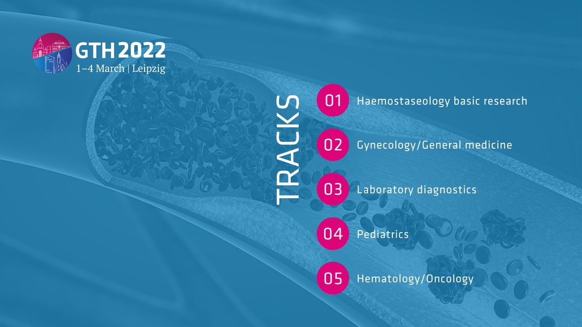 AnnualGth's tweet photo. The preliminary programme is online now! Check out the new thematic tracks of #GTH2022 in Leipzig, Germany (1–4 MAR 2022) and benefit from early bird fees until 30 NOV 2021 📆💸 https://t.co/LTE7gOGi5f

#antithrombotic  #haemophilia #haemostatis #hematooncology #thrombosis https://t.co/XP5558jbFL