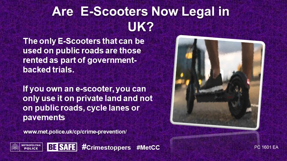 MPSBrooklands's tweet photo. Are E Scooters now Legal in the UK??

https://t.co/bpXjg4erse https://t.co/gUFKujq5FI