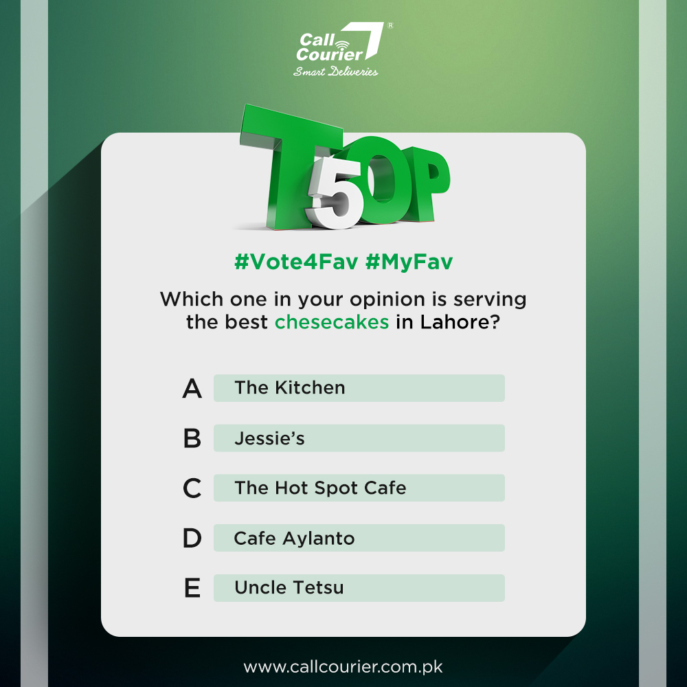 callcourierpk's tweet photo. Do you like cheesecake? There is nothing more satisfying than diving into a divine slice of cheesecake. With a velvety & soft texture, how can anyone resist this dessert? Who do you think are serving the best ones?
#CallCourier #Top5Poll #MyFav #Vote4Fav #BestCheesecakes https://t.co/VauDRMC8M2
