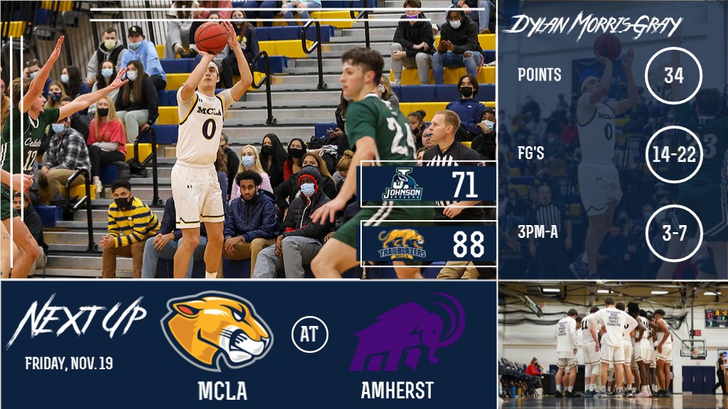 MCLAAthletics's tweet photo. ICYMI: Morris-Gray's offensive fireworks lead Men's Basketball past NVU-Johnson!  Next up a trip to regional power Amherst on Friday night!  #trailblazerpride https://t.co/N3cAv6r4S6