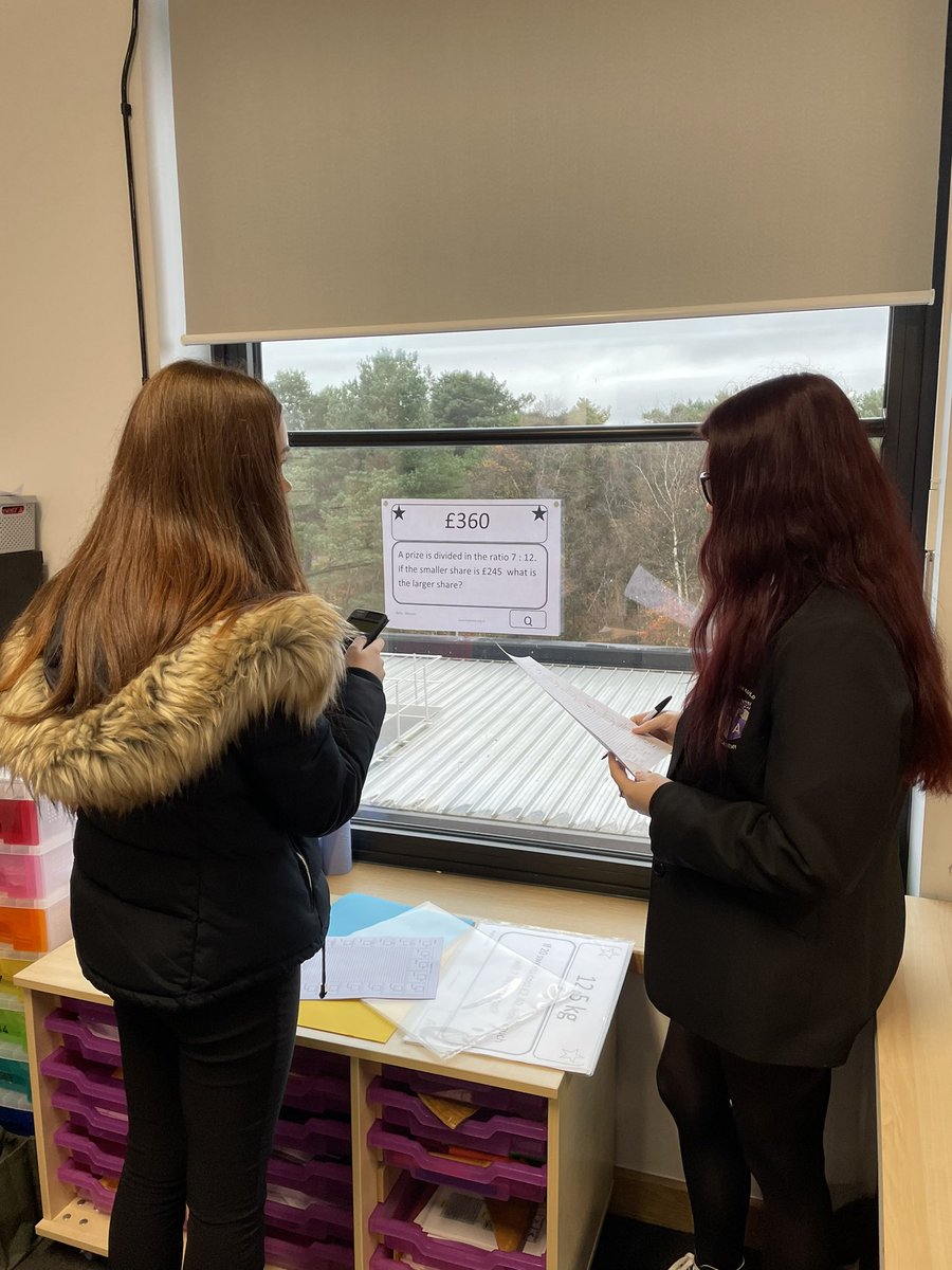 CAMaths1's tweet image. Fantastic mathematical skills in action, S5/6 working on Miss Watterson’s ratio treasure hunt. Well done to our four winners 👍🥳