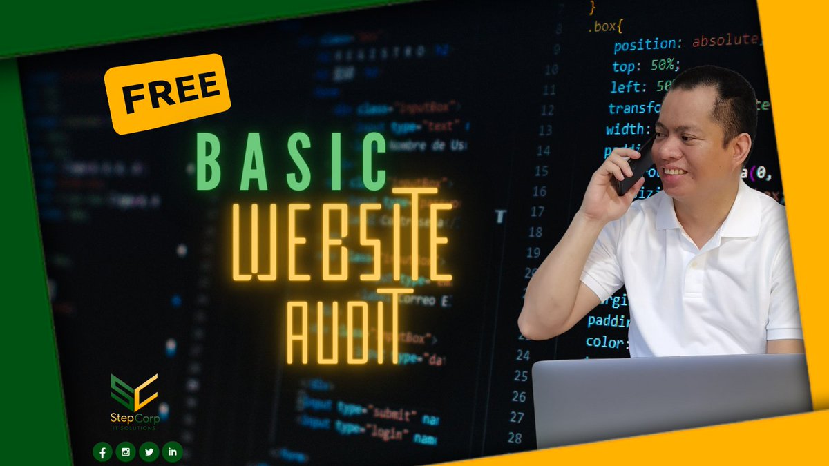 StepCorpIT's tweet image. I am giving away a FREE Basic Website Audit to 1 person in the next 30 days.

Please use this link to fill-up form: forms.gle/XimpqHEY8sM4Cc…

#StepCorpITSolutions
#StepCorp
#ITSolutions
#ITProfessional
#VirtualAssistant
