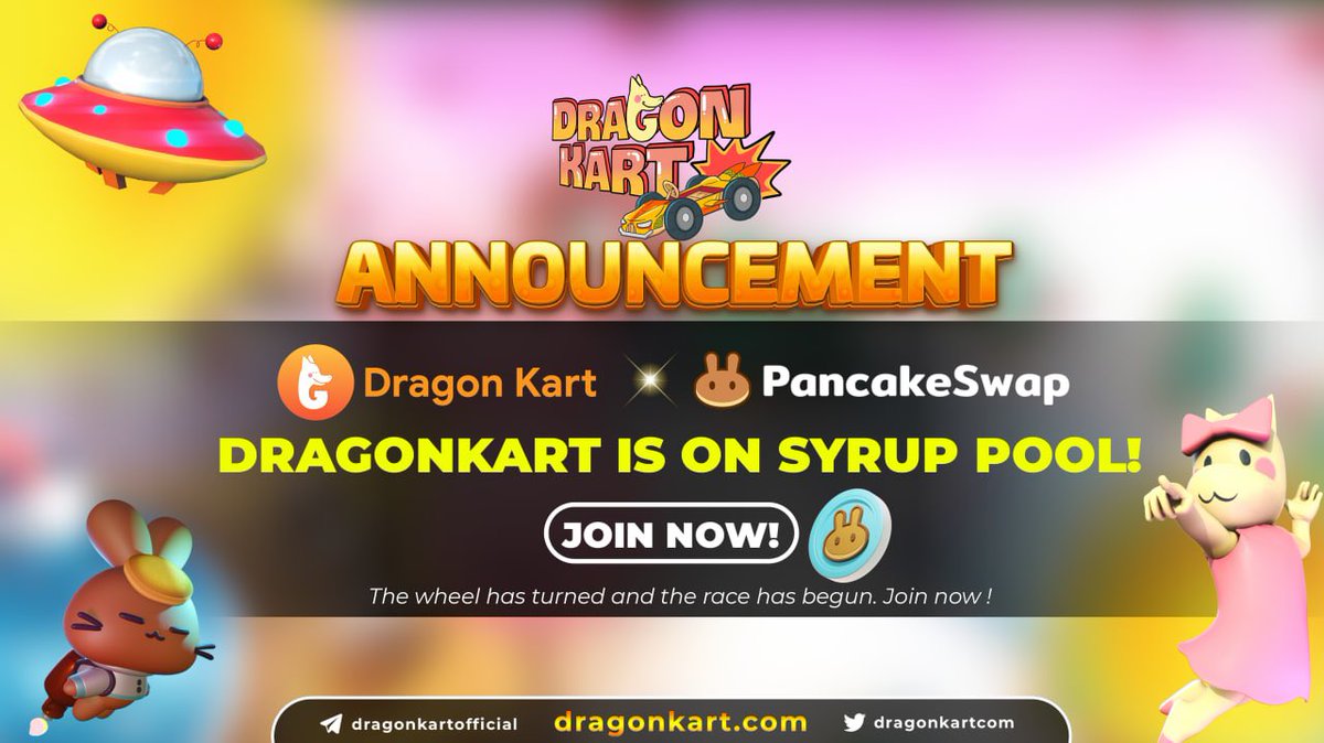 🌟 $KART Syrup Pool is officially open on Pancakeswap!
😍Join now with #DragonKart.
🔗Details at: pancakeswap.finance/voting/proposa…

#DragonKart $KART