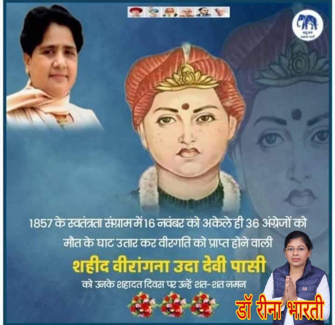 वीरांगना उदा देवी पासी जी के शहादत दिवस पर उन्हें शत-शत नमन।💐💐💐💐💐💐💐
<a href="/Mayawati/">Mayawati</a> <a href="/satishmisrabsp/">Satish Chandra Misra</a> <a href="/AnandAkash_BSP/">Akash Anand</a> <a href="/Ambedkar153/">Bhim Rao Ambedkar</a> <a href="/Punjab_Bsp/">Bahujan Samaj Party Punjab</a> <a href="/KalpiBanti/">Banti Kalpi</a> @mishraji_bsp <a href="/bspindia/">Bahujan Samaj Party</a> <a href="/KDanishAli/">Kunwar Danish Ali</a> <a href="/DalitOnLine/">Ashok Bharti</a>