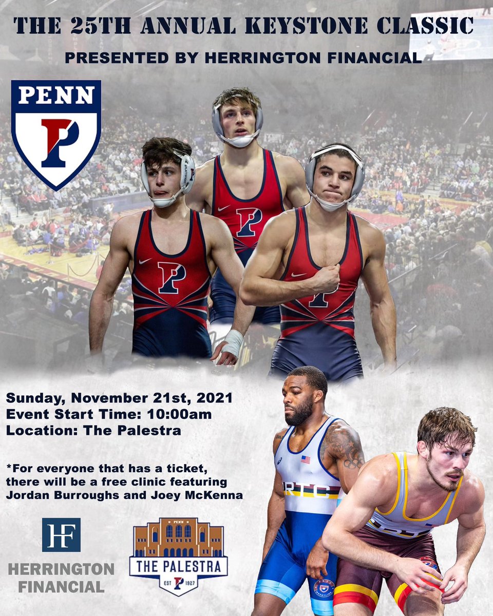 pennsylvaniartc's tweet photo. It’s Keystone Classic week!
Everyone who has a ticket to this 25th annual event will get into a free clinic featuring Jordan Burroughs and Joey McKenna.
It’s going to be a full day of NCAA Wrestling and World Class clinicians!
Get your tickets here:
https://t.co/d8i8eY85zc https://t.co/HGkLJ13tsL