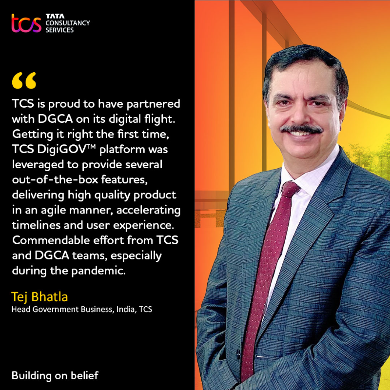 TCS's tweet photo. We partnered with @DGCAIndia to launch #eGCA, a future-ready platform that has helped digitize 11 key org. functions such as pilot licensing, aircraft registration amongst others! Read: https://t.co/fd8fcKvmih @JM_Scindia @MoCA_GoI @BSIndia #TCSPartOfYourStory #DigitalIndia