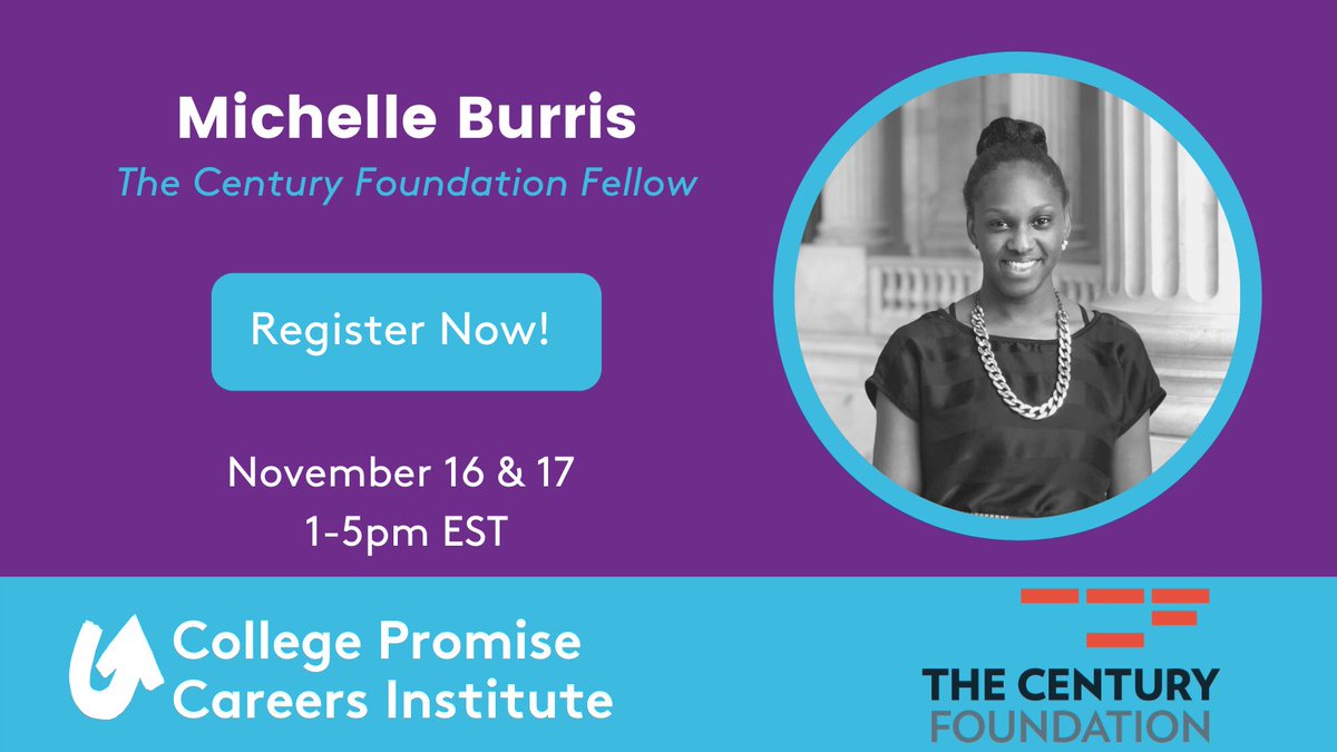 Excited for this: Happening today! Join us for the @College_Promise #CareersInstitute on Nov 16 &17 from 1-5pm EST, a 2-day virtual event focused on innovations and key transitions between education and the workforce. Sign up now: bit.ly/2YQBtpL