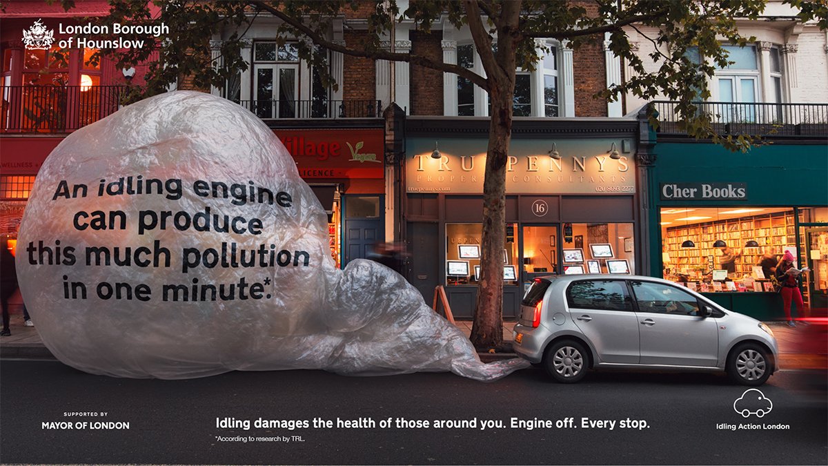 LBofHounslow's tweet photo. 💨Engine idling damages the health of those around you. A simple way to tackle harmful emissions is remembering to turn your engine off while you're not moving. 

For more info, visit👉🏽https://t.co/b4JUHp8zeN 
#NoIdling #EngineOff #IdlingAction @idlingaction https://t.co/hzR3MRunTO