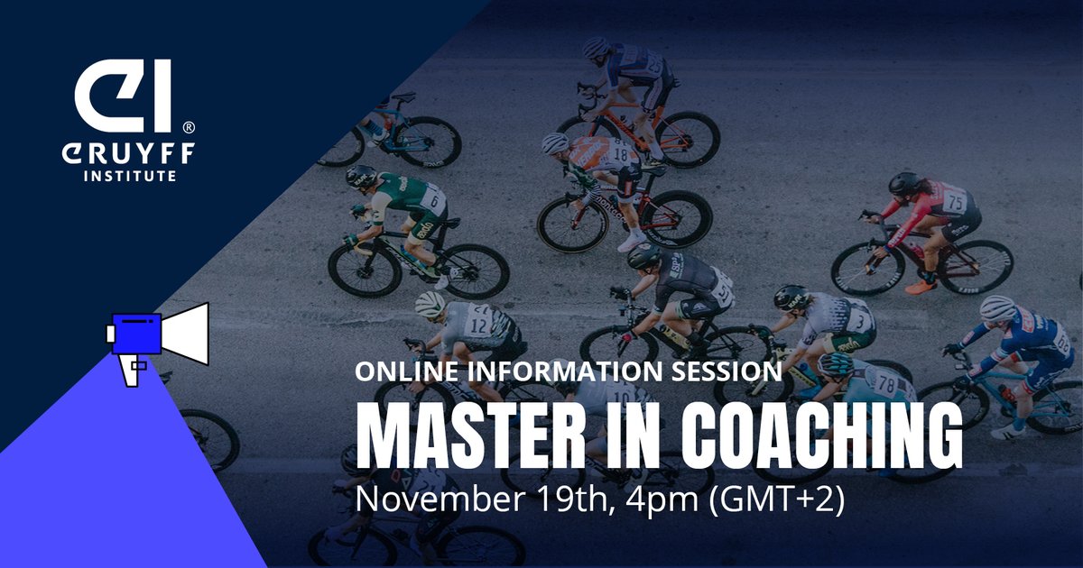 CruyffInstitute's tweet photo. New information session for our Master in #Coaching @Cruyff_Inst_NL on November 19, 4PM CET!

We will discuss with Henk Groener, @Ozana_Marginean, @celinevgerner and Jamilon Mülders, about the insights and approach of the Master.

Register here  👉 https://t.co/JcjAnoTs86 https://t.co/a2Tm5KG6bR
