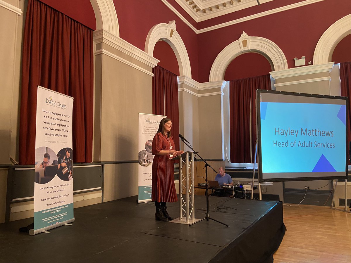 daisychain_ne's tweet photo. Head of Adult Services, Hayley Matthews is giving her welcome, running through the agenda and telling attendees a bit more about #autism and why we’re hosting this event today. 

#DCEmployabilitySummit https://t.co/EN8h7vMCxx