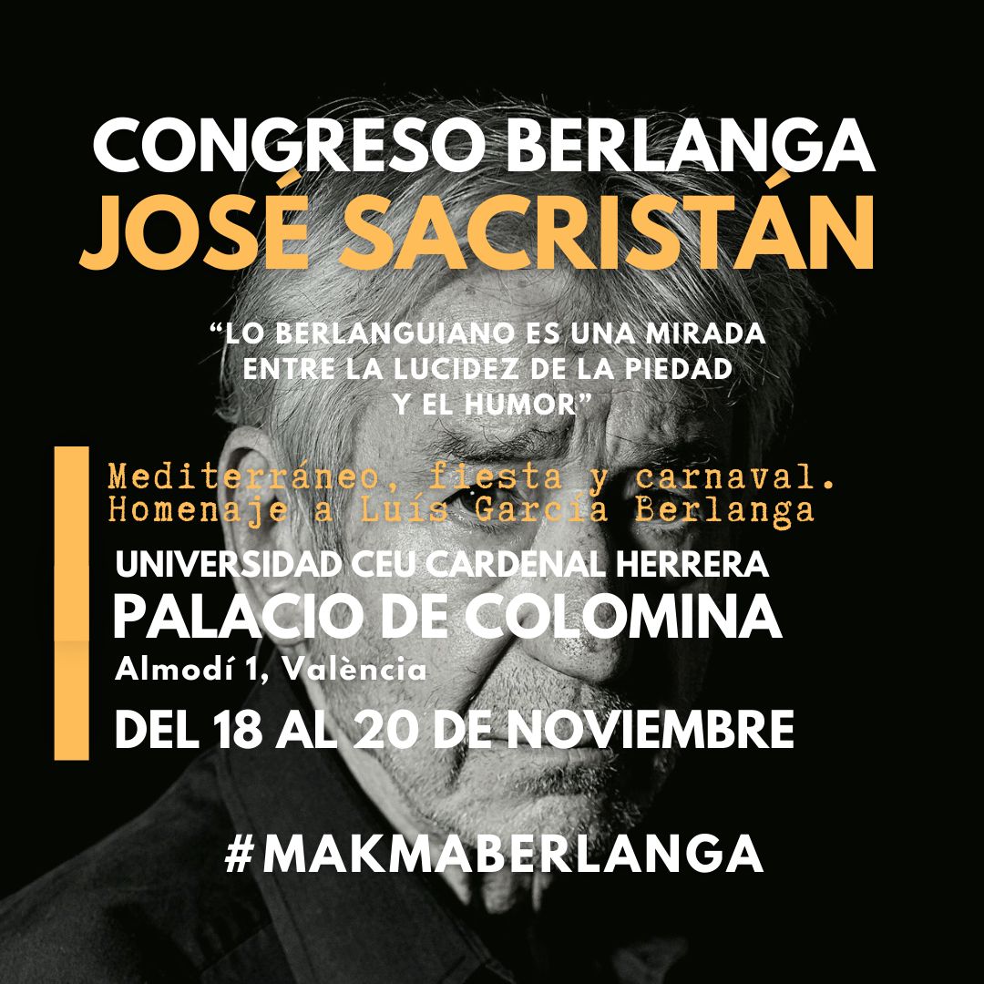 revistamakma's tweet photo. ℹ️ #JoséSacristán inaugura el jueves 18 de noviembre el #Congreso Internacional '#Mediterráneo, #fiesta y #carnaval’ dedicado all universo fílmico de Luis García #Berlanga y que acoge el Palacio de Colomina del @uchceu 

🖊️ #Entrevista de @salvailletas 
🔗 https://t.co/rCZYAVBStT https://t.co/qaBtqADAJg