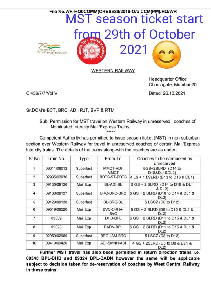 Javed59949982's tweet photo. @joshidilip0707 @WesternRly @RailMinIndia @drmbct @DRMBRCWR @drmadiwr @RatlamDRM @wrdrmrjt @DRM_BVP What about Updown passenger (Ahmedabad to vadodara) only morning train MST season tickets allow and return train not allow ? https://t.co/bmvV06NNSv