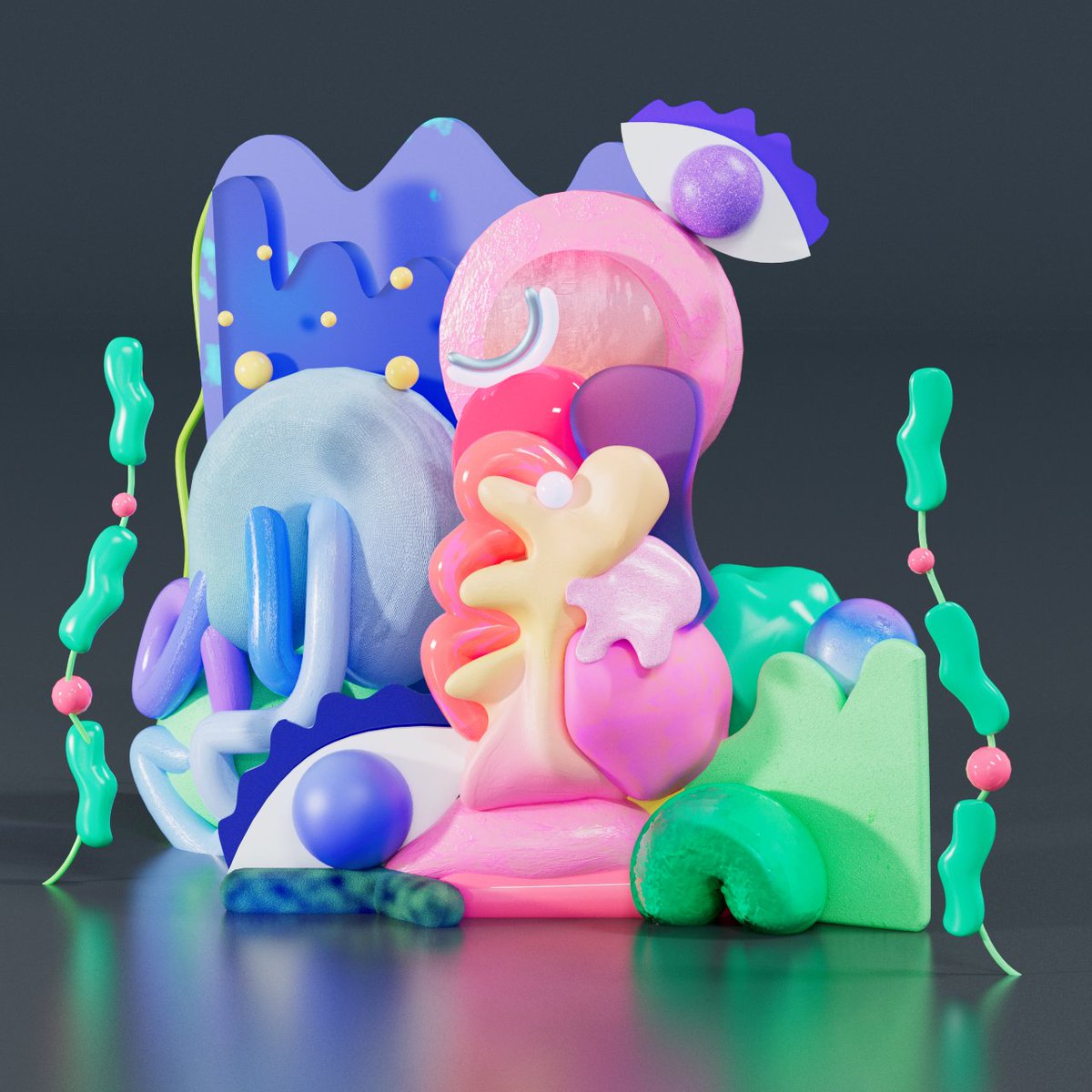 2d vs 3d * Sunday Feelings * sculpture😆 #digitalart  #art  #abstractart  #nfts  #3drender