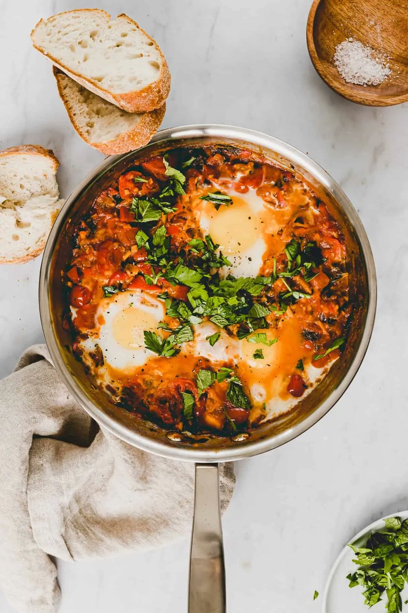 HenMazzig's tweet photo. Shakshuka is from North Africa
Falafel is from Egypt
Zhug is from Yemen 
Kubeh is from Iraq 
Matbukha is from Morroco

After cooking these recipes for centuries, the Jews of all these countries were exiled to Israel.

So all of this food is now Israeli. https://t.co/nD9n1yomTz