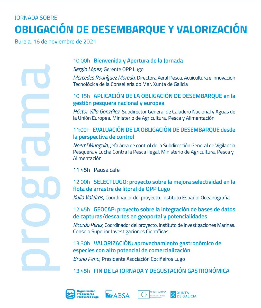 ProyectoGEOCAP's tweet image. Hoy, Ricardo Pérez Martín, @IIM_CSIC, participa en la Jornada de Obligación de Desembarque y Valoración que organiza la @opplugo como responsable del @ProyectoGEOCAP #programaPleamar @FBiodiversidad