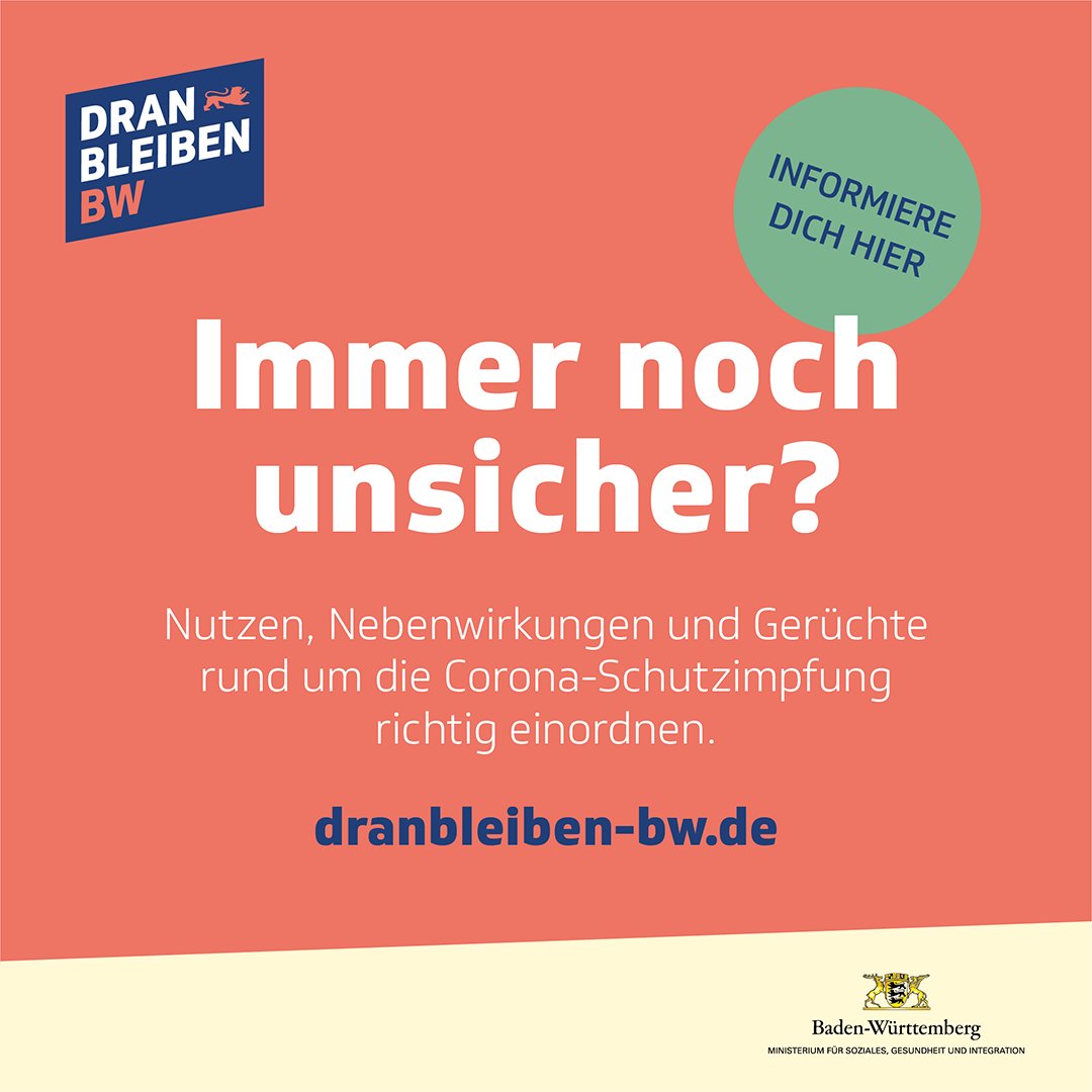 Immer noch unsicher? Nutzen, Nebenwirkungen und Gerüchte rund um die Corona-Schutzimpfung richtig einordnen. 

Fakten rund um die Impfung findest du auf dranbleiben.de 

#impfung #impfen #coronavirus #badenwürttemberg #bawü #dranbleibenBW #studierendenwerke