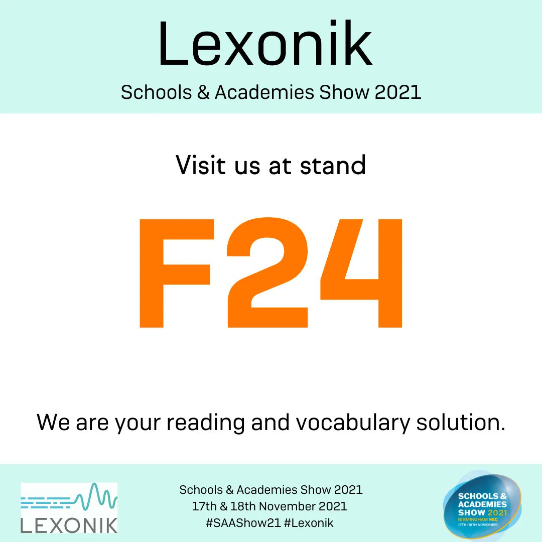 LexonicST's tweet photo. Are you attending The School and Academies Show @SAA_Show tomorrow or Thursday? Comment with your stand number and a bit about your company. We would love to meet you & others would too!
Pop over to say Hi to us at stand F24! #SSAShow21 https://t.co/7pscRMFm7j