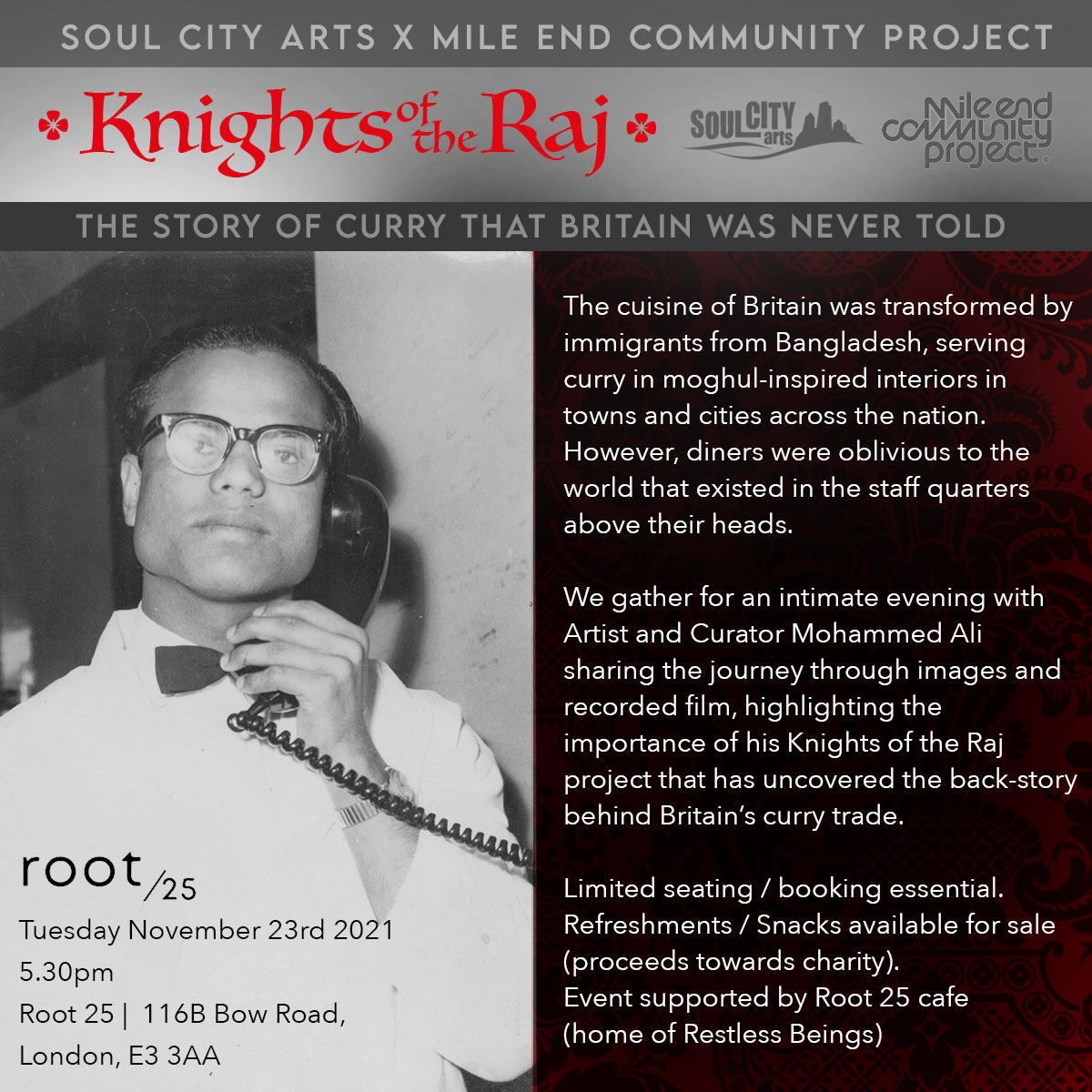 Sharing snippets from our  Knights of the Raj project telling the story of curry Britain was never told - a sharing event to an intimate audience. London Tues 23rd Nov - those interested in building for the next phase. Sign up here to attend
eventbrite.co.uk/e/knights-of-t…