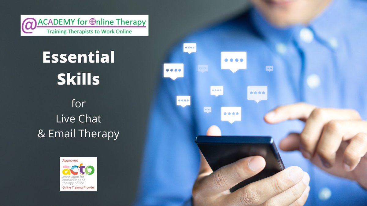 acadtherapy1's tweet photo. Looking to acquire essential skills for working with Live Chat &amp; Email? Our next short courses are on 8 &amp; 15 Dec
https://t.co/Zh4x2CsFLa

#therapsttraining #onlinetherapy #onlinecounselling https://t.co/Qsu2uygbQZ