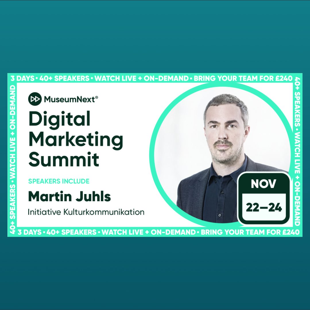 Wir freuen uns, dass Martin Juhls als Speaker beim MuseumNext Digital Marketing Summit am Montag, den 22.11.21 einen 20 minütigen Vortrag zum Thema „Five reasons why museums hardly attract new visitors with organic reach on social media and how to solve this“, halten wird.