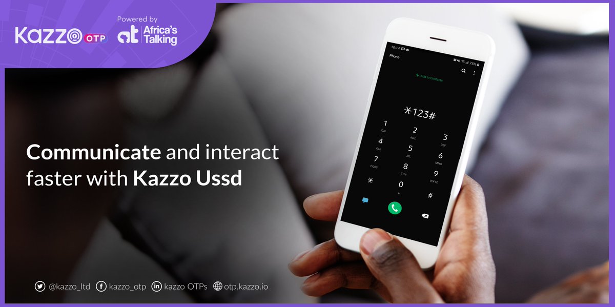 #authentication #USSD #safeccess
Trying to verify your users on USSD , let kazzo worry about that for you! kazzo enables you to as a business to verify your customers through USSD otp.kazzo.io