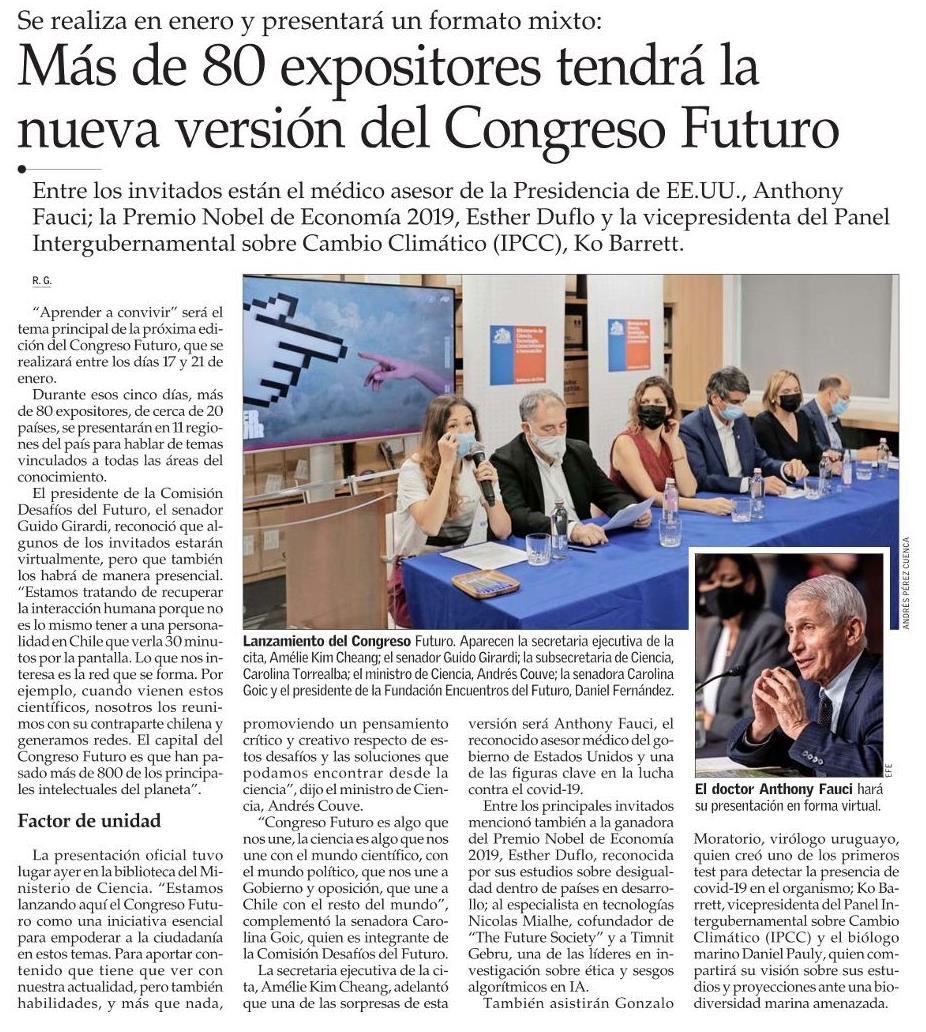 Junto al ministro <a href="/acouvecorrea/">Andrés Couve Correa</a> y representantes de la Comisión Desafíos del Futuro del <a href="/senado_chile/">Senado Chile</a> y la Fundación Encuentros del Futuro anunciamos una nueva versión del #CongresoFuturo, iniciativa que este año nos hará reflexionar bajo el lema “Aprender a convivir” 👇🏻