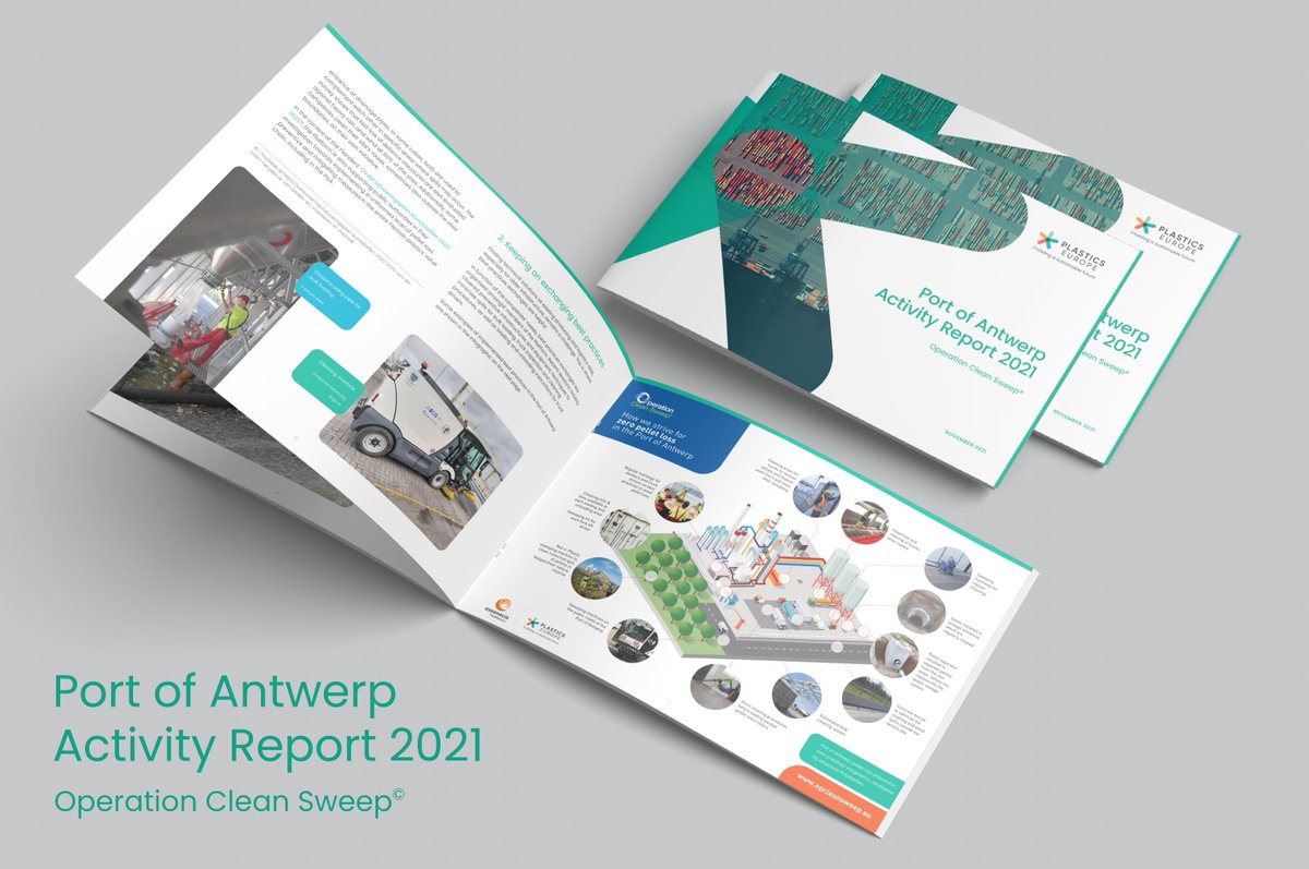 PlasticsEurope's tweet photo. The new #OperationCleanSweep Port of Antwerp Activity report is out. 
The report gives an overview of the pellet loss situation in the Port of Antwerp, and the prevention efforts of the Antwerp plastics value chain. 
Read it here: https://t.co/obLrKNSs0f 
#ZeroPelletLoss https://t.co/TmeNdkhXQW
