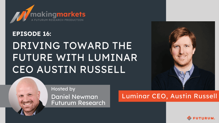 TheFuturumGroup's tweet photo. RT @MakingMarkets_: On this episode of the podcast, host @danielnewmanUV welcomes @luminartech CEO, Austin Russell to explore the company’s recent quarterly results while also digging into a series of design wins. https://t.co/wQJoh7nlBE #LuminarTech #Earnings #Design https://t.co/2w2bZCVesm