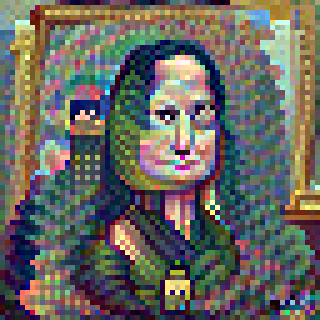 0xMasterpiece's tweet photo. Speaking of Mona Lisa. This is how our AI saw about her. What version fo you think it's correctly illustrated of her? #pixelart #digitalart #nft #generativeart https://t.co/M6ON3t7xzY