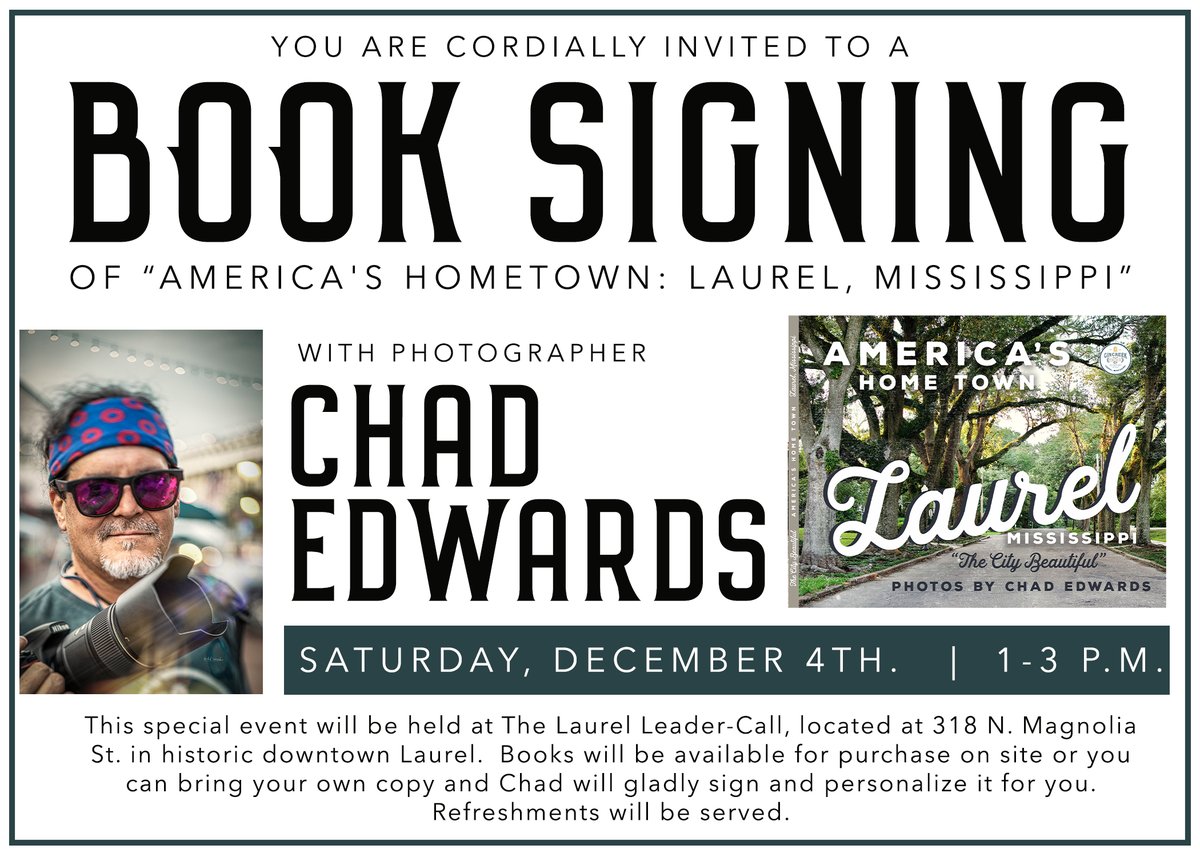 Chad_Edwardz's tweet photo. Happening Dec 4th at @LeaderCall in Downtown Laurel, MS https://t.co/HU0oXEU3eO