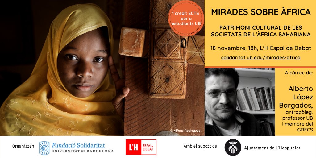 SolidaritatUB's tweet photo. 👁️🌍Coneixes el #patrimoni cultural de les societats de l’#Àfrica Sahariana? I l’antiga ciutat de #Walata, al bell mig del desert de #Mauritània?
🗣️Aquest dijous 18, en parlarà l'antropòleg Alberto López Bargados, prof @UniBarcelona i membre del #GRECSUB👉https://t.co/J3EL68Gvn2 https://t.co/MvpMtf2g6q