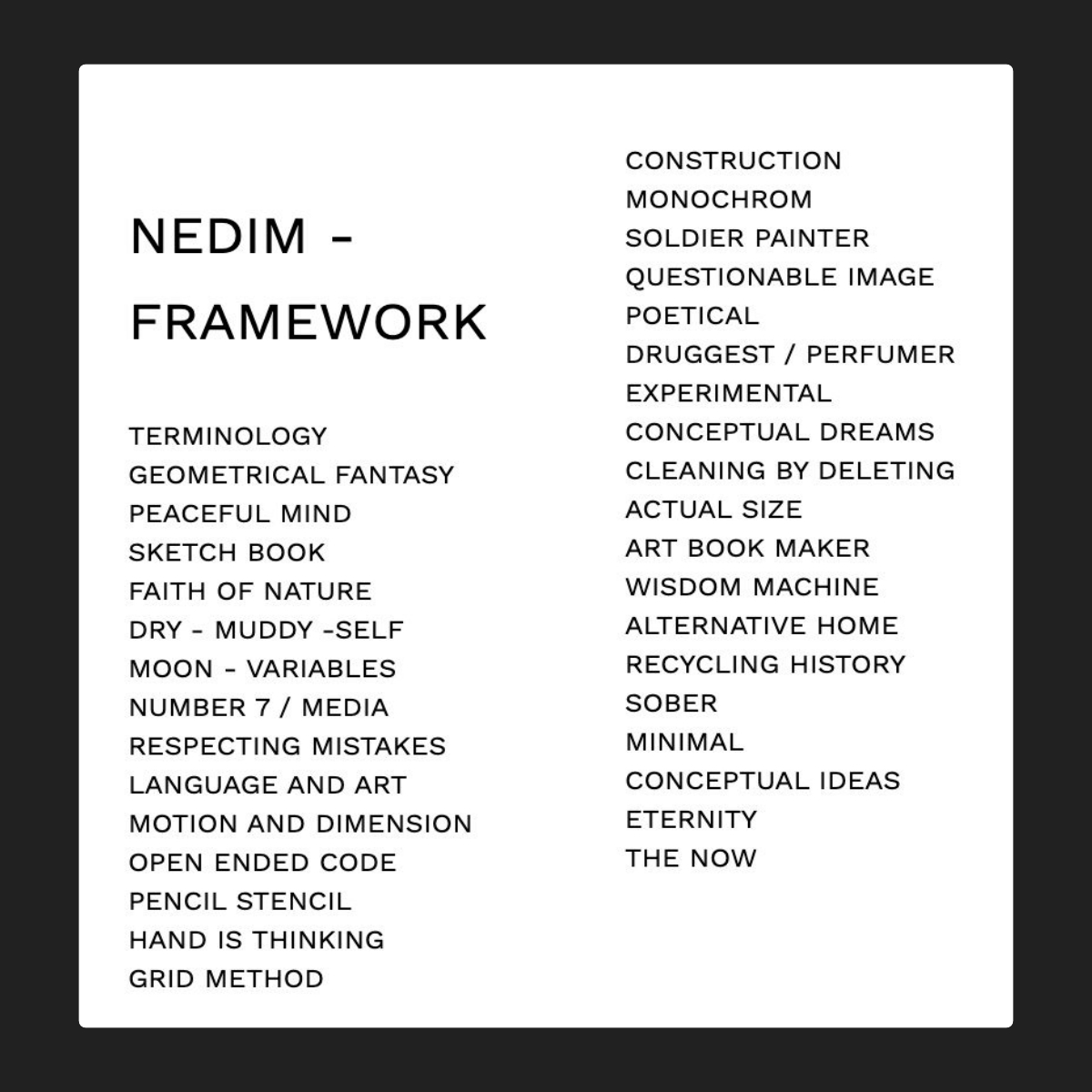 Kufi’s work pulls from the Islamic traditions of repetition &amp; patterning, while building improvisation into his process. His experimentation also takes the shape of language manipulation through abstract forms.