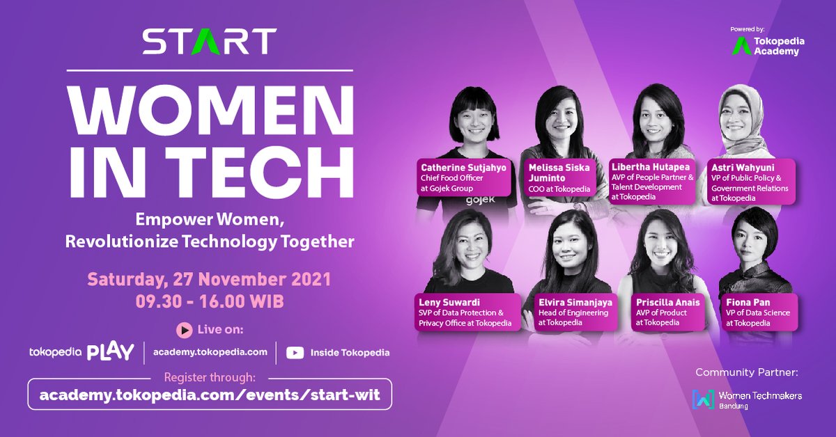 Ine_Pri's tweet photo. Mari menginspirasi kemajuan untuk generasi berikutnya demi berada selangkah lebih dekat untuk merevolusi teknologi bersama!
Catat tanggalnya &amp; bersiaplah untuk berbagi cerita, mimpi, &amp; inspirasi bersama para wanita hebat lainnya.
#TokopediaWIT #WomenTechLead https://t.co/iVu7ReYDGi