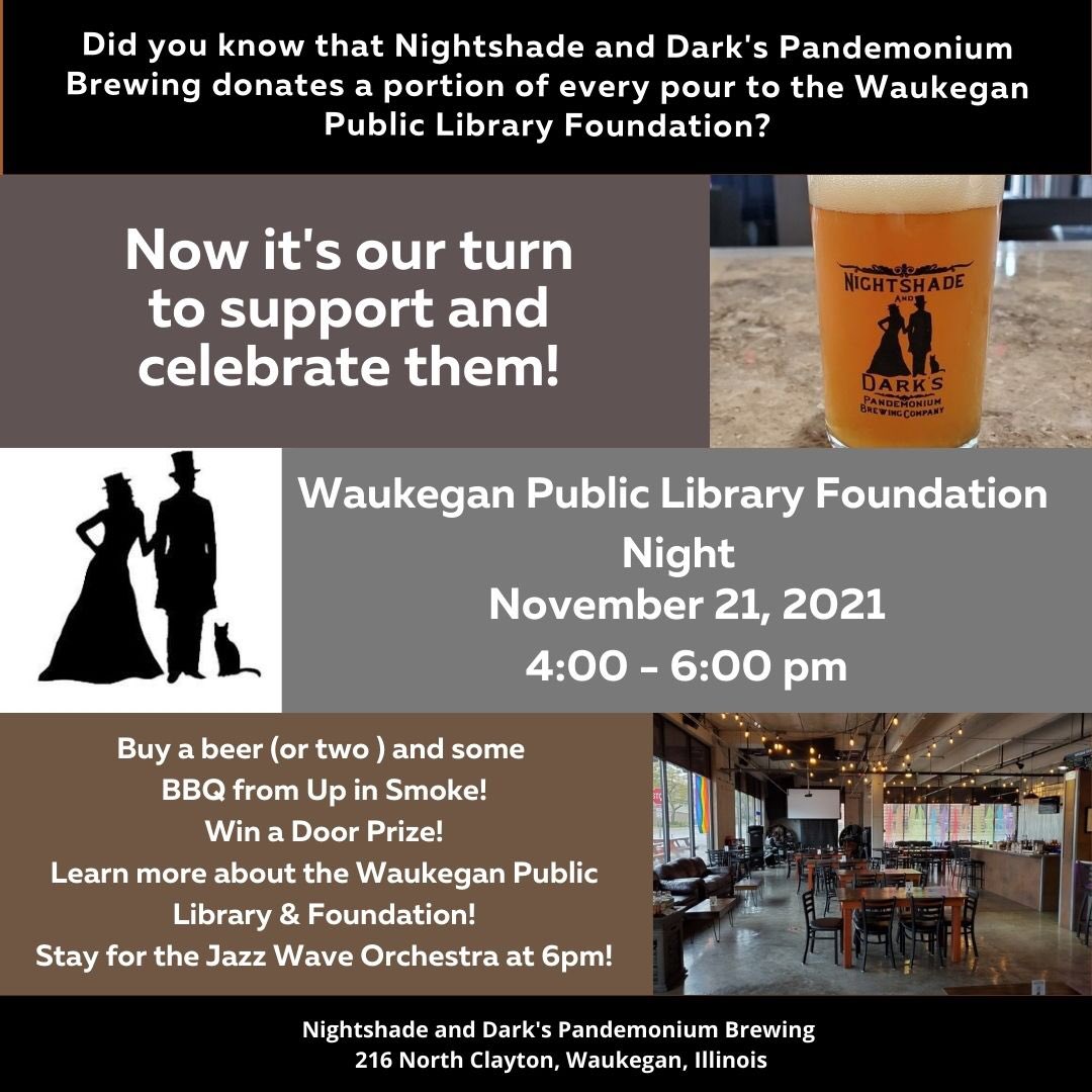 Just spreading the word to my Lake County friends! Come support my favorite beer brewers who support the <a href="/Waukegan/">Joe</a>Library <a href="/CityOfWaukegan/">City of Waukegan</a> @waukegan #nightshadeanddarks