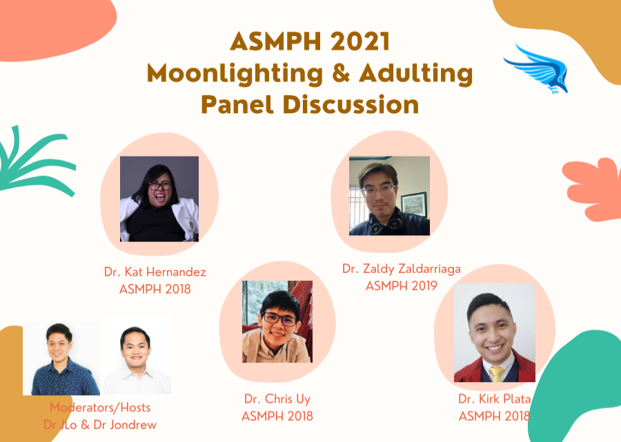 ASMPH2021's tweet photo. Oh, the places we'll go. 

We would like to thank Drs. Kat Hernandez, Kirk Plata, Chris Uy, and Zaldy Zaldarriaga for giving us a glimpse of adult life as new doctors through the ASMPH 2021 Moonlighting and Adulting panel discussion. 💙

@kirkplatinum @chrisuyyy @jh_zaldarriaga https://t.co/OIWhqgSTFd
