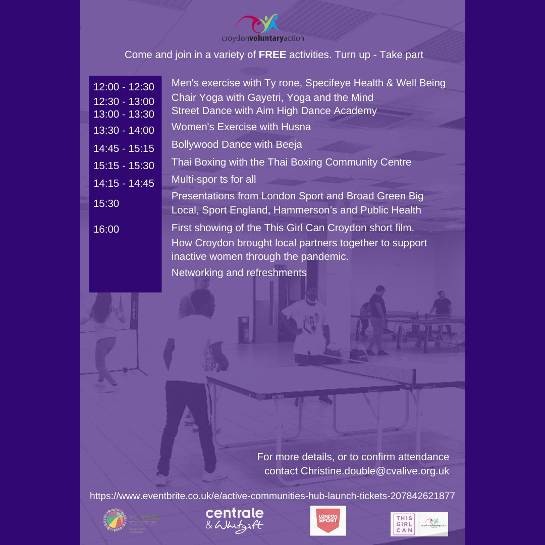 BLBroadGreen's tweet photo. Launch of The Active Communities Hub
Dear Community
Check out the time table of activities for the LAUNCH DAY.
#croydonevents #eventsincroydon #helpthecommunity #biglocalbroadgreen #croydoncommunity #meetnewfriendscroydon #meetandchat #freeeventscroydon https://t.co/KHQJW7410a