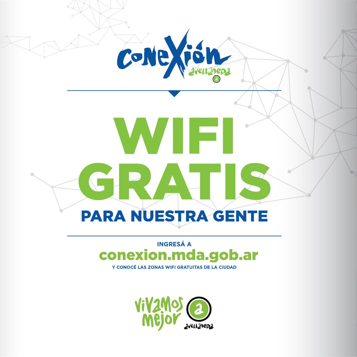 WIFI GRATIS EN AVELLANEDA
📲 Conocé los espacios públicos y paseos comerciales con servicio de internet libre y gratuito.

🔴 Ingresá a: conexion.mda.gob.ar , seguí los pasos y ¡conectate! 

#ConexiónAvellaneda