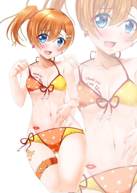 6000フォロワーありがとうございますということで、記念の穂乃果ちゃんです😗
もうすっかり冬なので水着を描きました(???) 