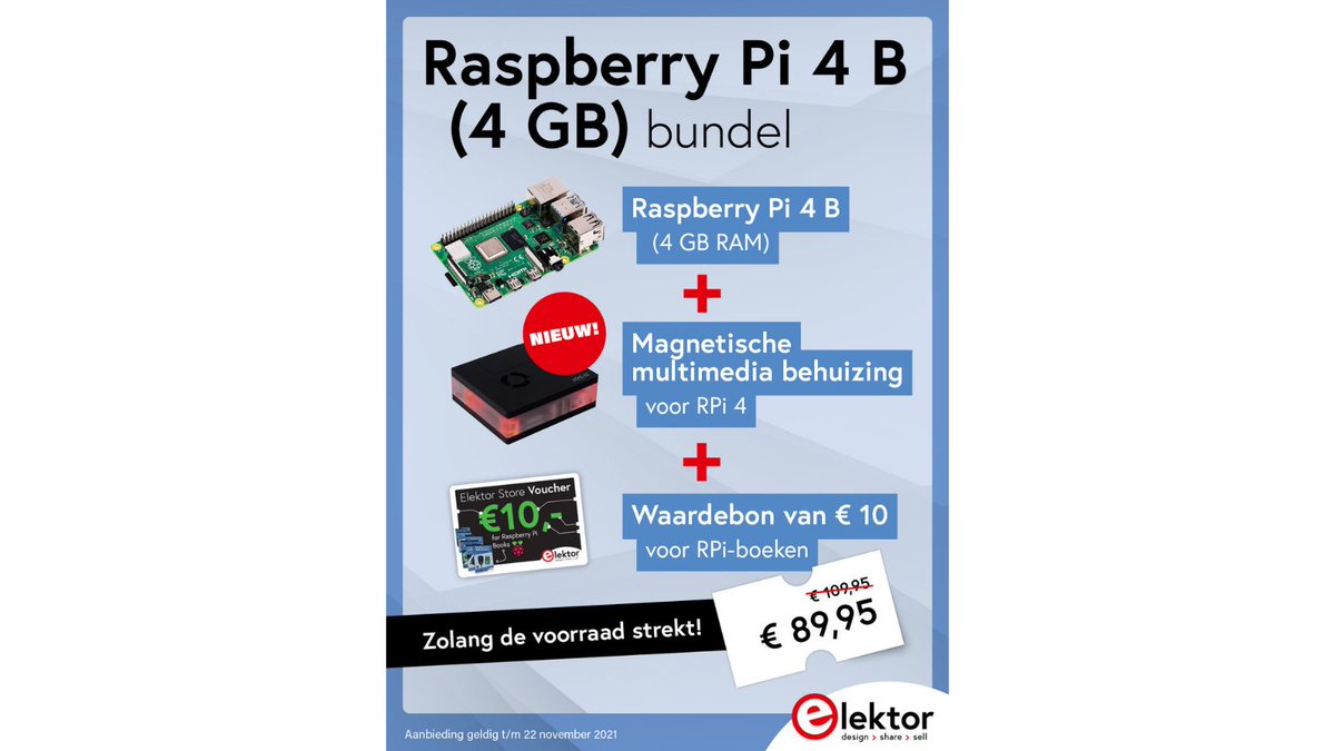 MakeMagazineNL's tweet photo. RPi 4 overal uitverkocht! 🤔Wij hebben de laatste (nog beschikbare) boards op voorraad😀  
✔️Raspberry Pi 4 B (4 GB RAM)
+JOY-iT Magnetische multimedia behuizing voor RPi 4   NIEUW!
+ Waardebon van € 10 voor RPi-boeken
  https://t.co/MpziYzkc0i  
#rpi #raspberrypi https://t.co/csbyn0bcxM