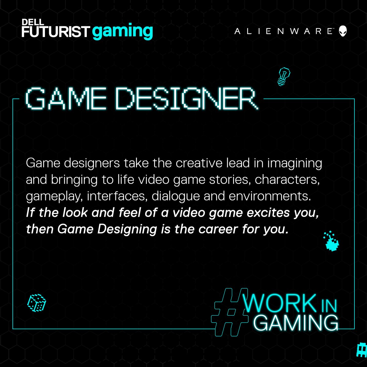 Dell_IN's tweet photo. Do not hold onto your unique vision while designing a game or a character. Gamers can feel your passion for games. #WorkInGaming
#DellFuturist #Gaming #TeamLiquid #Gamers #Technology #PCGamers #PCGaming #DellGaming #DellFuturistGaming #DellIndia https://t.co/qdFNknWZSx