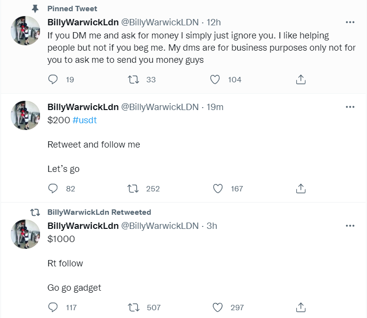 TheBrainSalad's tweet photo. Why are there hundreds of accounts that do this shit? It's obnoxious af. They could at least make fake accounts to thank themselves for winning #buythedip #BTCUSDT #Crypto https://t.co/TcfXl91k63