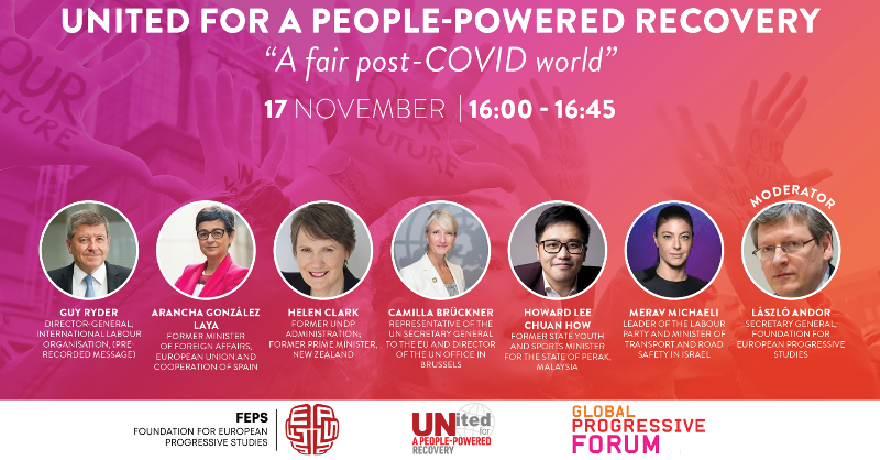 FEPS_Europe's tweet photo. #UNitedFor a People-Powered #Recovery is TOMORROW at 15.00 at #GPF2021👇
1⃣An opportunity for global change
w/@JosepBorrellF, @madeleine & @MJRodriguesEU
2⃣A fair post-COVID world
w/@HelenClarkNZ, @camillabruckner, @howardlee_my,@MeravMichaeli, @AranchaGlezLaya & @LaszloAndorEU