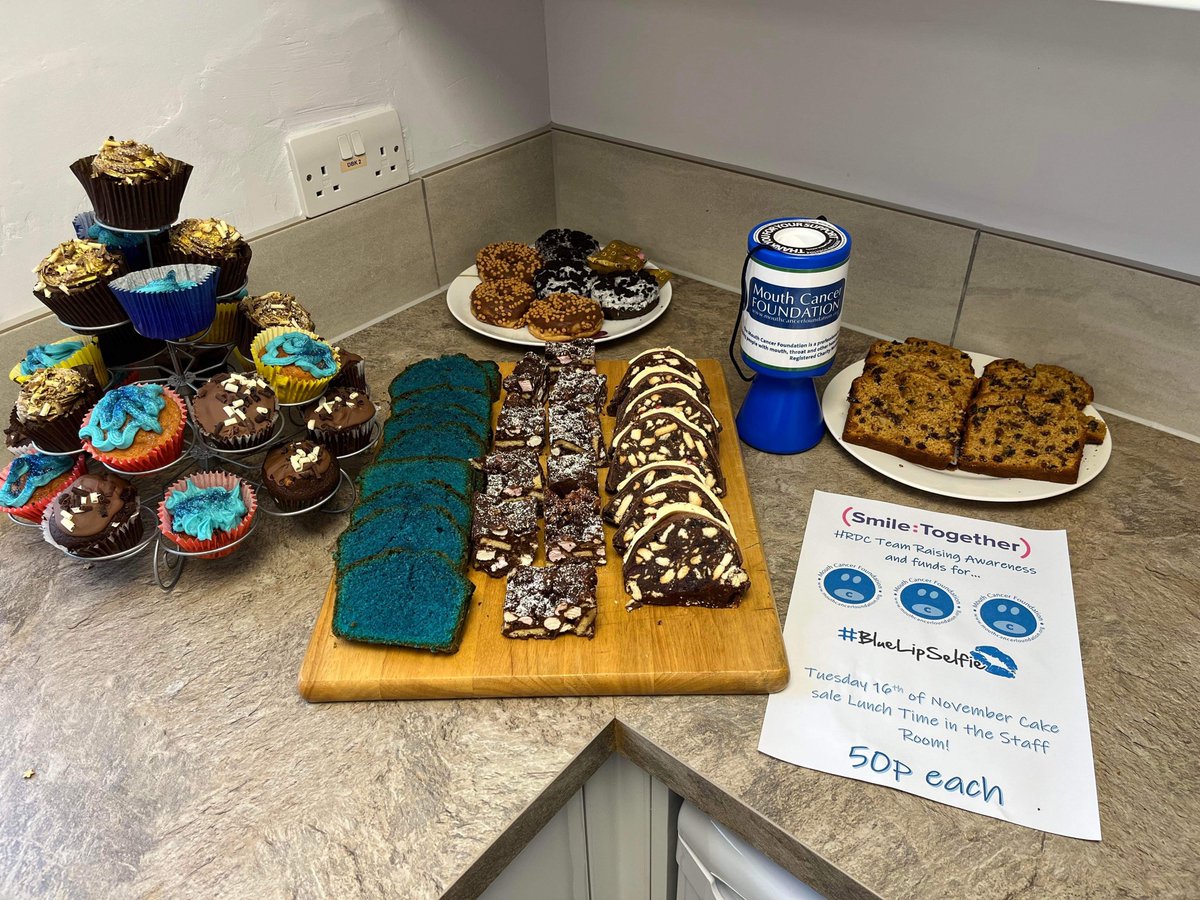 Some lovely treats on offer thanks to our generous team at #HarleighRoad #Dental Centre in #Bodmin to #fundraise for <a href="/dentalhealthorg/">Oral Health Foundation</a> during #MouthCancerAction Month!
#BakeSomethingBlue