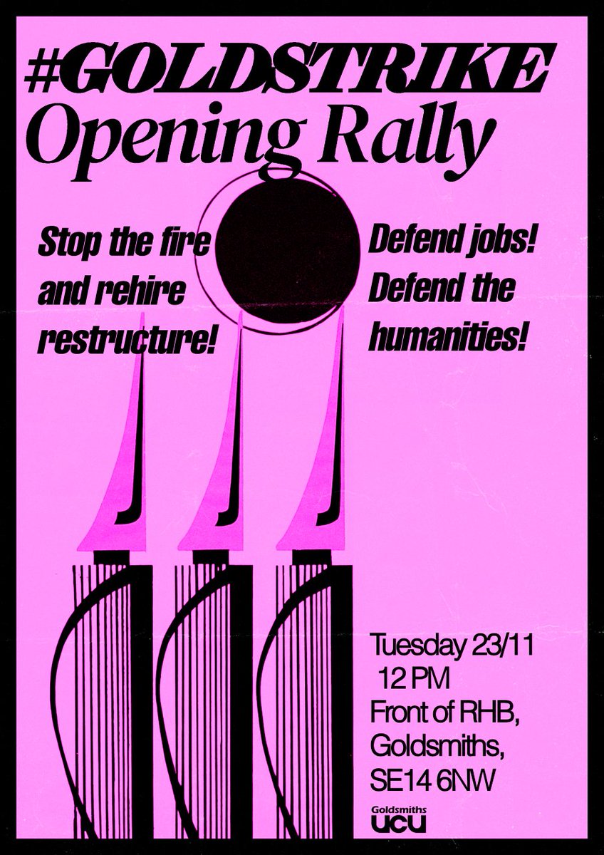 Goldsmiths UCU (@goldsmithsucu) on Twitter photo Calling all members, students, supporters, London based <a href="/ucu/">UCU</a> activists! Come to our opening #Goldstrike rally next Tuesday (23rd Nov) at 12pm to show the scale of opposition to <a href="/GoldsmithsUoL/">Goldsmiths, University of London</a> SMT's reckless austerity agenda and "partnership" with <a href="/LloydsBank/">Lloyds</a> and <a href="/NatWestGroup/">NatWest Group</a>! āš½ Calling all members, students, supporters, London based <a href="/ucu/">UCU</a> activists! Come to our opening #Goldstrike rally next Tuesday (23rd Nov) at 12pm to show the scale of opposition to <a href="/GoldsmithsUoL/">Goldsmiths, University of London</a> SMT's reckless austerity agenda and "partnership" with <a href="/LloydsBank/">Lloyds</a> and <a href="/NatWestGroup/">NatWest Group</a>! āš½