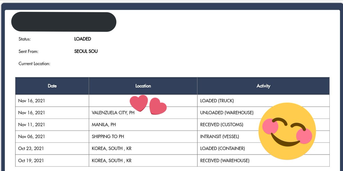 elbipop's tweet photo. [💜] Update!!!

Box 17 arrived in PH last nov 11 pa pala. 😔 Customs cleared the cargo, today. 🙃
Hopefully, they would deliver soonest. 

We apologize for the delays and we truly appreciate your understanding. 💜💜💜 https://t.co/cDfxcdHIsW